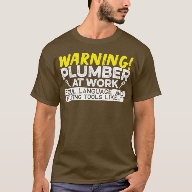 T-shirt Le plombier au travail (Devant)