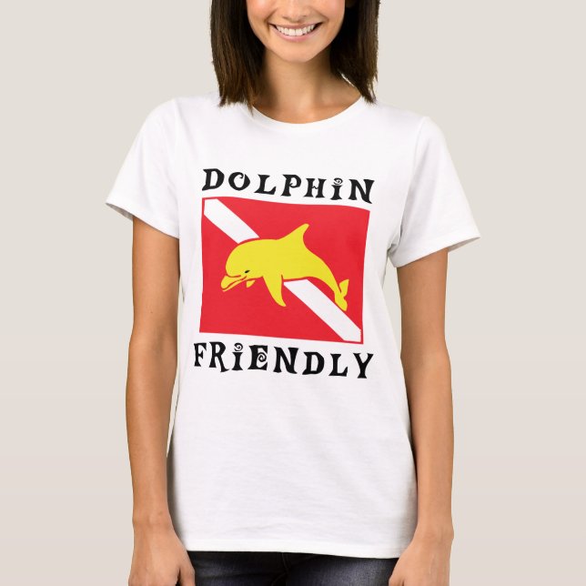 T-shirt Le plongeur amical de dauphin marquent vers le bas (Devant)