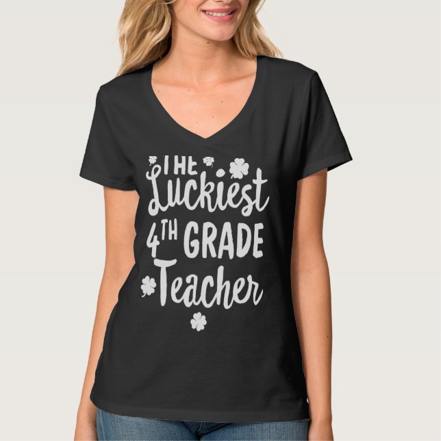 T-shirt Le plus chanceux enseignant de 4e année St Patrick (Devant)