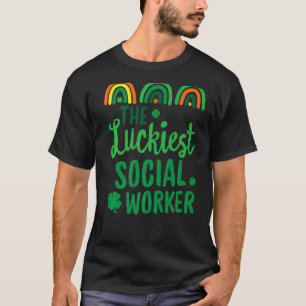T-shirt Le plus chanceux travailleur social Saint Patrick'