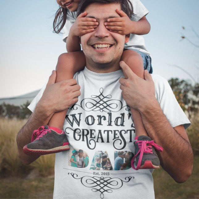 T-shirt Le plus grand DAD du monde avec 3 cadres photo (Créateur téléchargé)