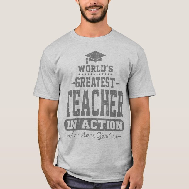 T-shirt Le plus grand professeur du monde dans l'action (Devant)