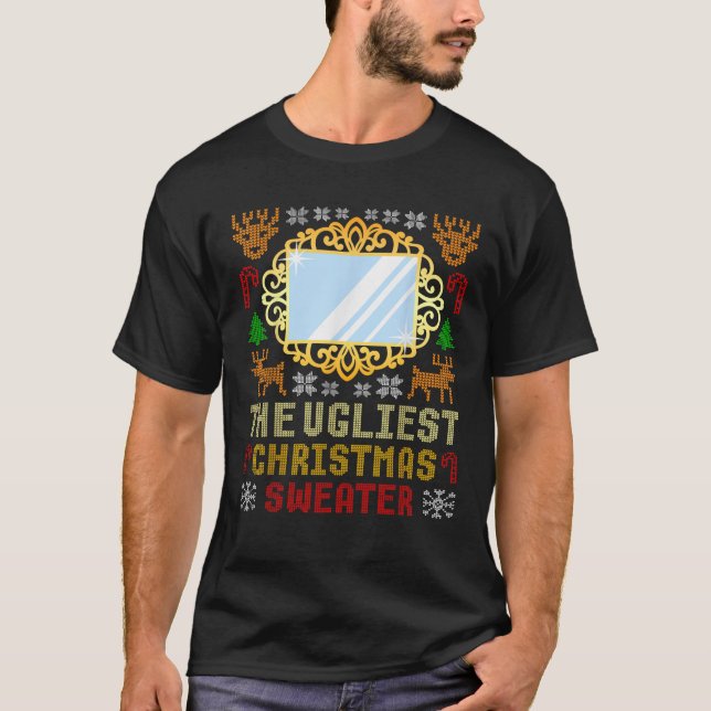 T-shirt Le plus laid pull de Noël avec miroir amusant (Devant)