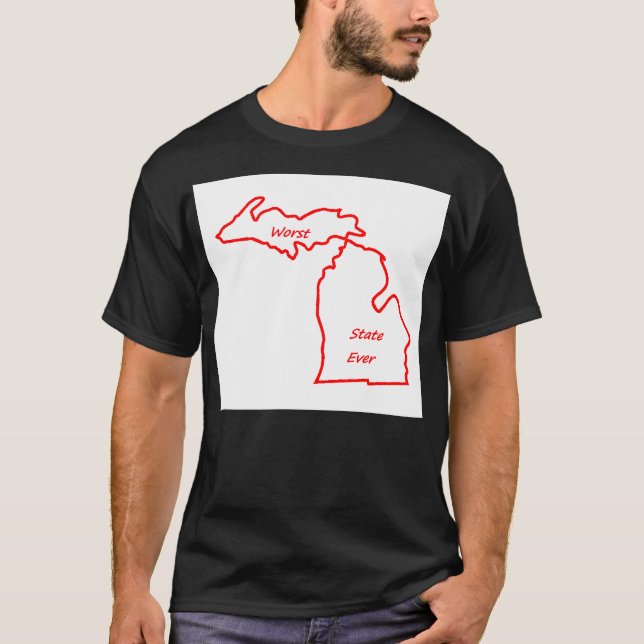 T-shirt Le plus mauvais état du Michigan toujours rouge (Devant)