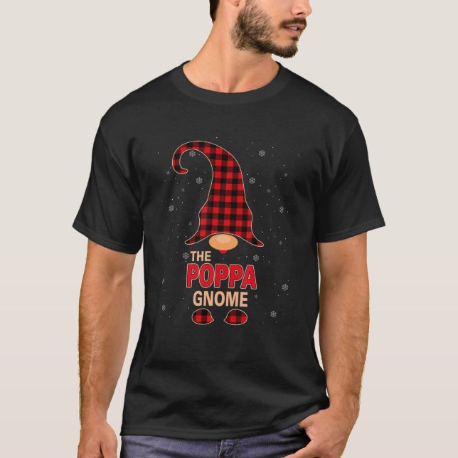 T-shirt Le Poppa Gnome Christmas Red Buffalo Plaid Pajama (Devant)