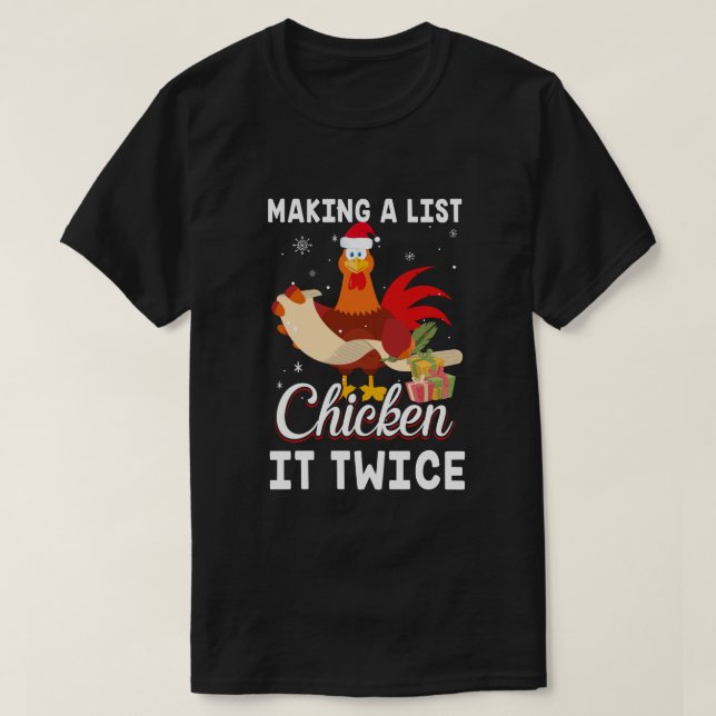 T-shirt Le poulet deux fois plus drôle Noël de poulet (Design devant)