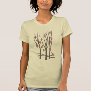 T-shirt Le pourpre de chute d'arbres et de feuille