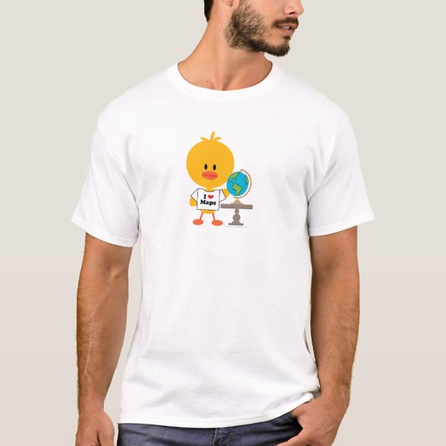 T-shirt Le poussin de géographie badine la pièce en t (Devant)