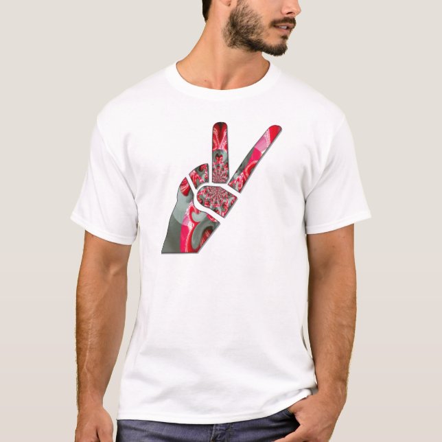 T-shirt Le pouvoir dans la paume : le salut à deux doigts (Devant)