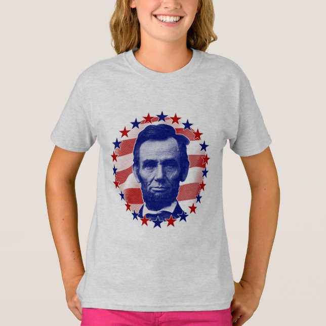 T-shirt Le président Abraham Lincoln Étoiles et rayures (Devant)