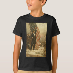 T-shirt Le président Abraham Lincoln sous le drapeau améri