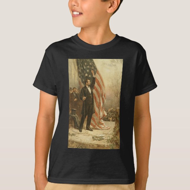 T-shirt Le président Abraham Lincoln sous le drapeau améri (Devant)