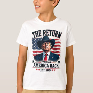 T-shirt Le Président Patriotique Donald Trump Cowboy prend