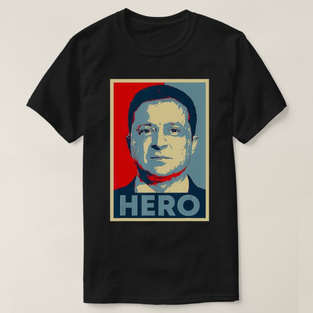 T-shirt Le président ukrainien Volodymyr Zelensky Hero Ret (Design devant)