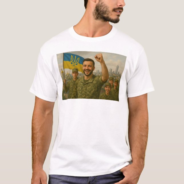 T-shirt Le président Volodymyr Zelensky s'empare du pe (Devant)