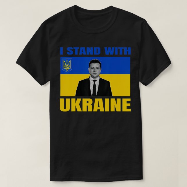 T-shirt Le Président Zelensky Je Prends Position Avec L'Uk (Design devant)