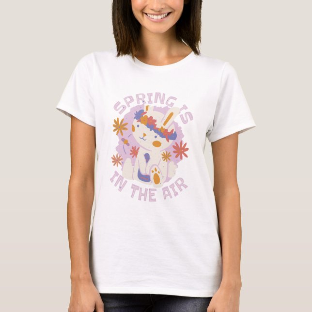 T-shirt Le printemps est dans l'Air Cute Bunny (Devant)