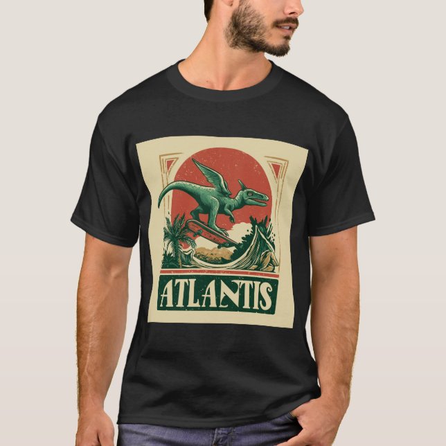 T-shirt Le ptérosaure «Atlantis» sur un skateboard (Devant)