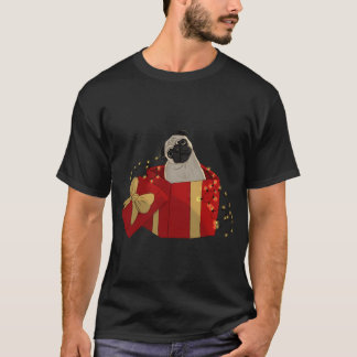 T-shirt Le Pug de dessin animé de Noël dans une boîte - jo