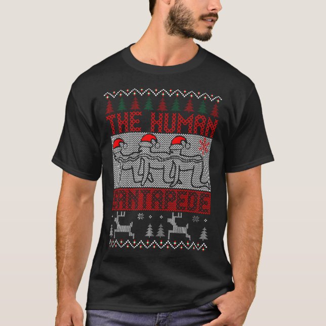 T-shirt Le pull de Noël moche Santapede humain Xmas  (Devant)