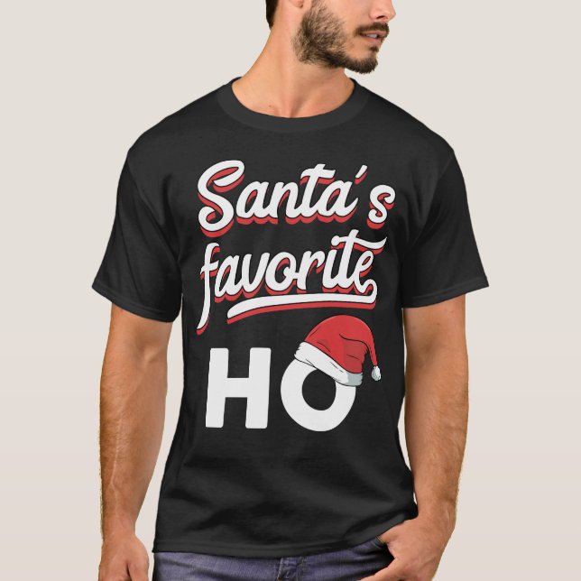 T-shirt Le pyjama de Noël préféré de Ho Funny à Père Noël (Devant)