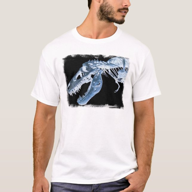 T-shirt Le rayon X bleu et noir de T-Rex désosse la photo (Devant)