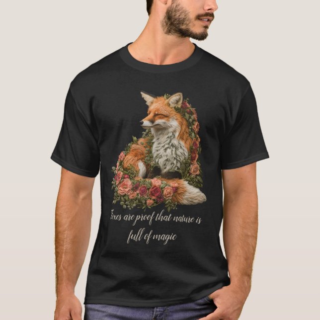 T-shirt Le renard forestier brodé. Les renards sont la pre (Devant)