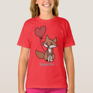 T-shirt Le Renard Solitaire et le Ballon en Forme de Cœur