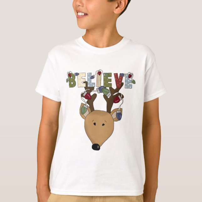 T-shirt Le renne Brown mignon de Noël croient des vacances (Devant)