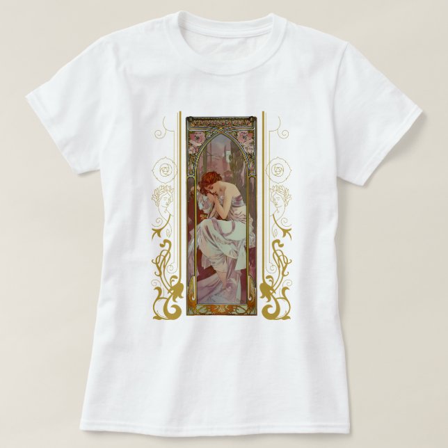 T-shirt Le repos de la nuit Art Nouveau par Alphonse Mucha (Design devant)