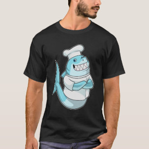 T-shirt Le requin comme chef avec tablier de Cuisine