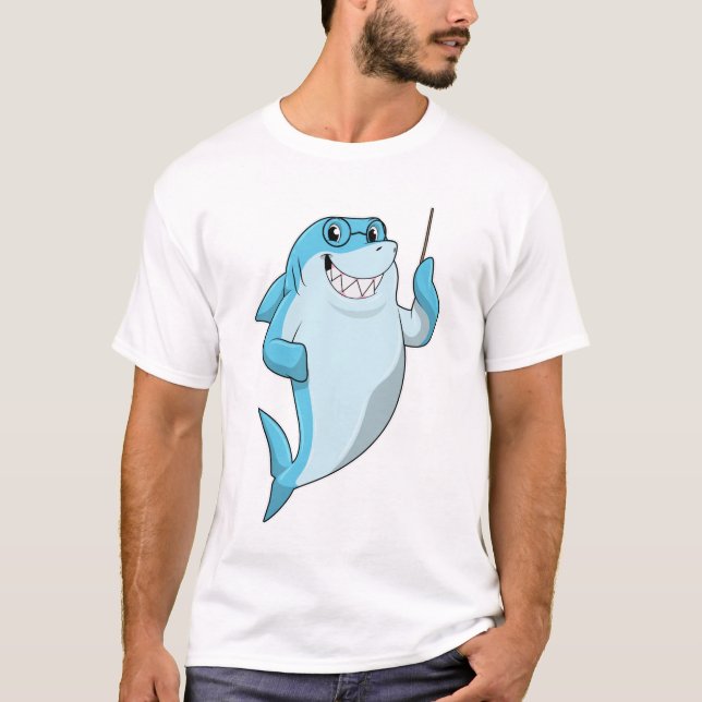 T-shirt Le requin comme enseignant avec pointeur (Devant)