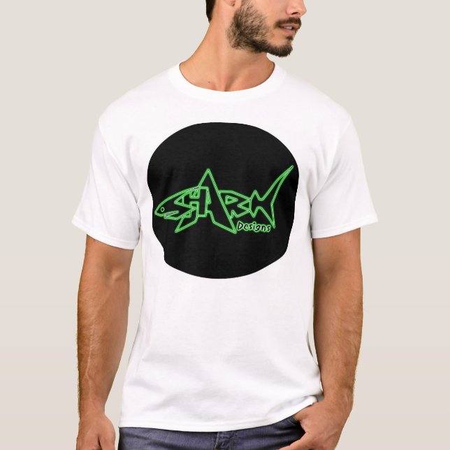 T-shirt Le requin conçoit l'avant au néon vert (Devant)