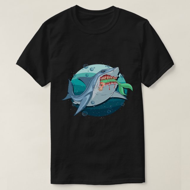 T-shirt Le requin Manger Sirène Drôle Mythique Créature Lo (Design devant)