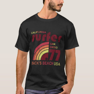 T-shirt Le rétro surf noircit la plage la Californie