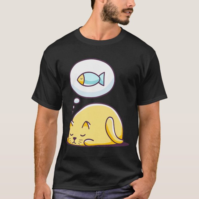 T-shirt Le rêve de chat est de manger du poisson (Devant)