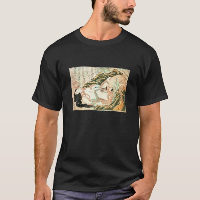 T-shirt Le rêve de la femme de pêcheur Art japonais Vin (Devant)