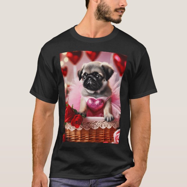 T-shirt Le rêve de la Saint-Valentin de Tiny Pug dans un m (Devant)