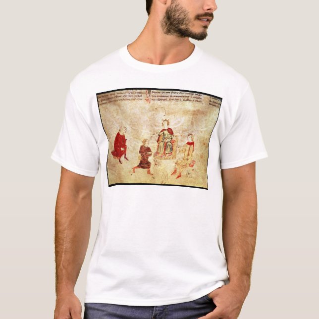 T-shirt Le Roi Arthur sur son trône entouré (Devant)
