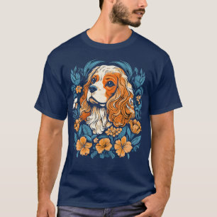 T-shirt Le roi Charles Spaniel avec illustration de lys