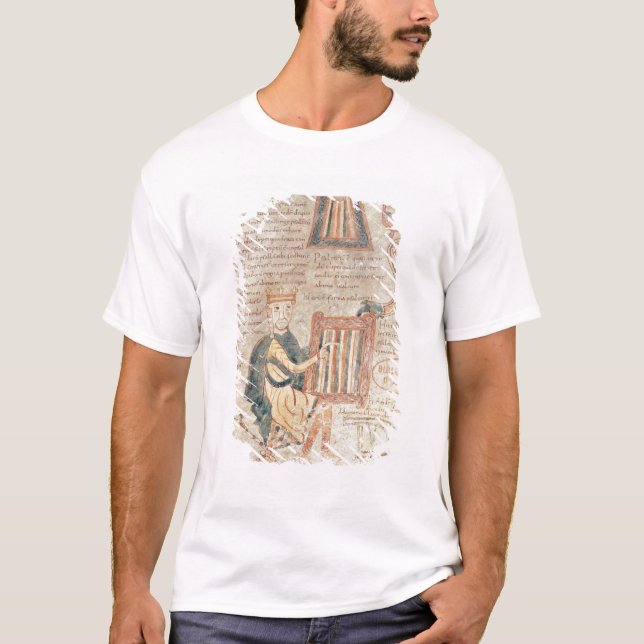 T-shirt Le Roi David jouant un psaltery d'un psalter (Devant)