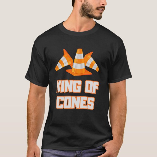 T-shirt Le Roi De Cones Drôle Sécurité Du Cône De Trafic (Devant)