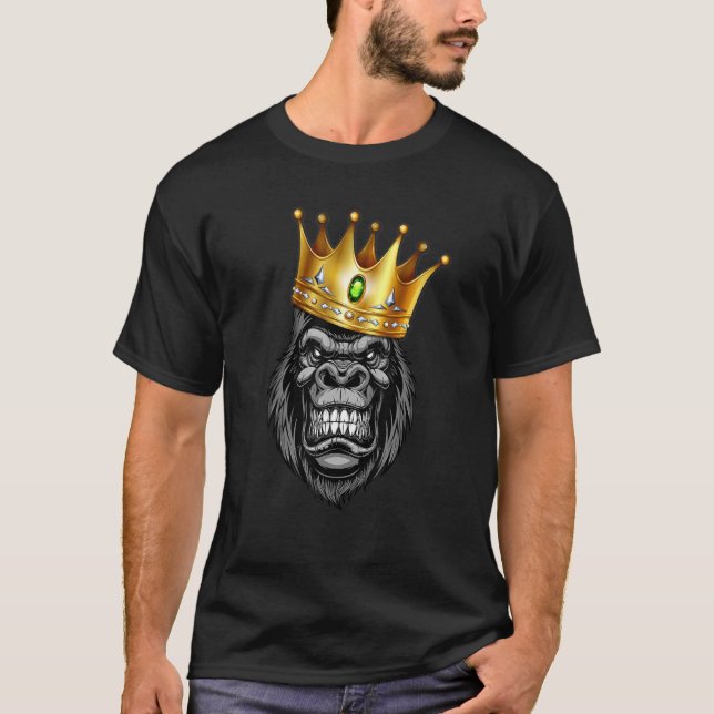 T-shirt Le Roi De Gorille En Colère Avec La Couronne Ape F (Devant)