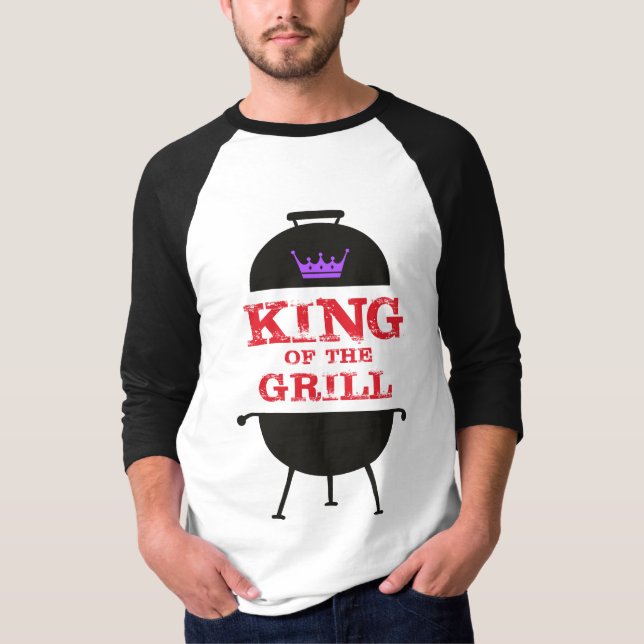 T-shirt Le Roi Du Grill, Noir Violet Couronne Rouge (Devant)