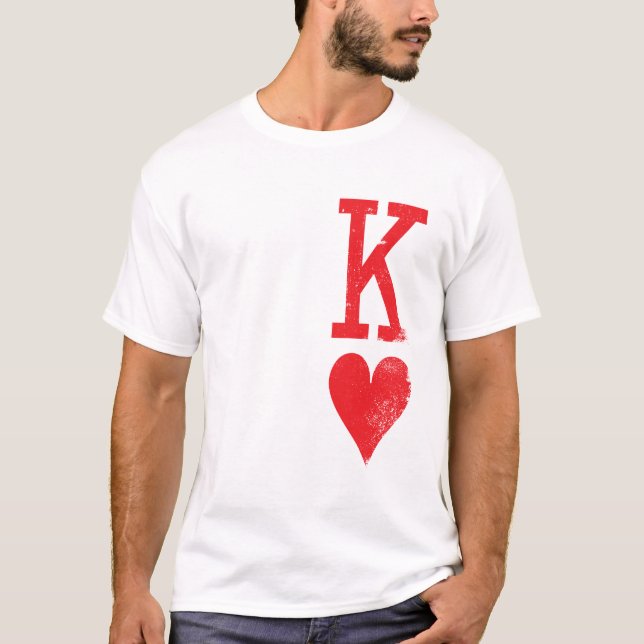 T-shirt Le roi et la reine des coeurs Jouer aux cartes Cou (Devant)