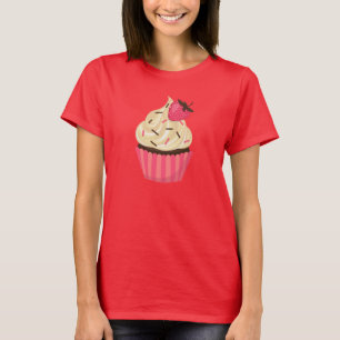 T-shirt Le rose mignon arrose le petit gâteau de fraise