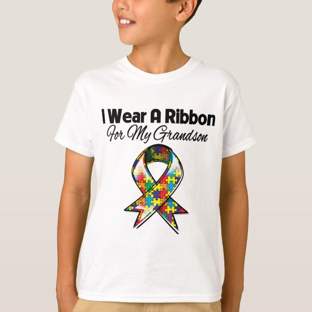 T-shirt Le Ruban De L'Autisme Pour Mon Petit-Fils (Devant)