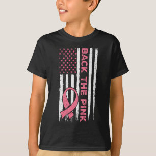 T-shirt Le Ruban Rose Drapeau Américain Sensibilisation au