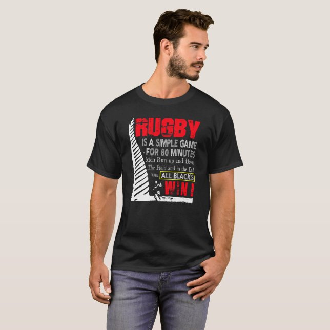 T-shirt Le rugby est un jeu simple pendant 80 minutes où (Devant entier)