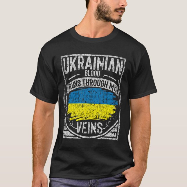 T-shirt Le Sang Ukrainien Traverse Mes Veines (Devant)